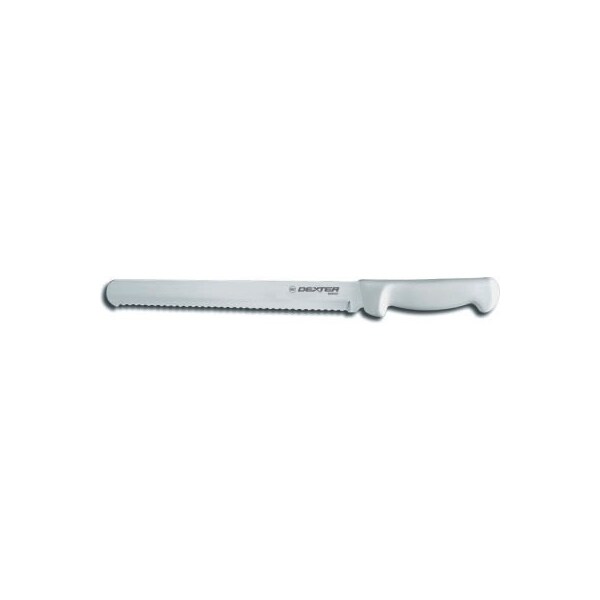 Dexter Russell Dexter Russell - Scalloped Slicer, High Carbon Steel, Stamped, White Handle, 10inL 31604 - main